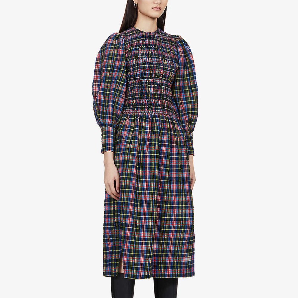 Ganni smocked midi dress SIZE IS EUROPEAN 40 - Picture 3 of 14